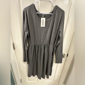 Auselily - Size XL - Grey- long sleeve jersey dress